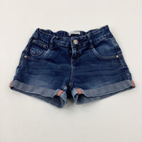 Mid Blue Denim Shorts With Adjustable Waist - Girls 8-9 Years