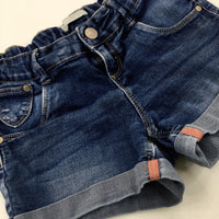 Mid Blue Denim Shorts With Adjustable Waist - Girls 8-9 Years