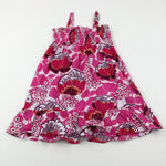 Bold Flowers Pink & White Dress - Girls 8-9 Years