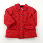 Hearts Quilted Red Coat - Girls 2-3 Years