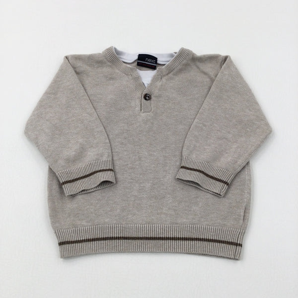 Beige Knitted Jumper - Boys 9-12 Months