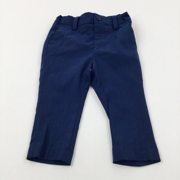 Navy Smart Trousers With Adjustable Waist - Boys 9-12 Months