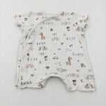 'Happy' Animals & Stars Cream Cotton Romper - Boys 9-12 Months