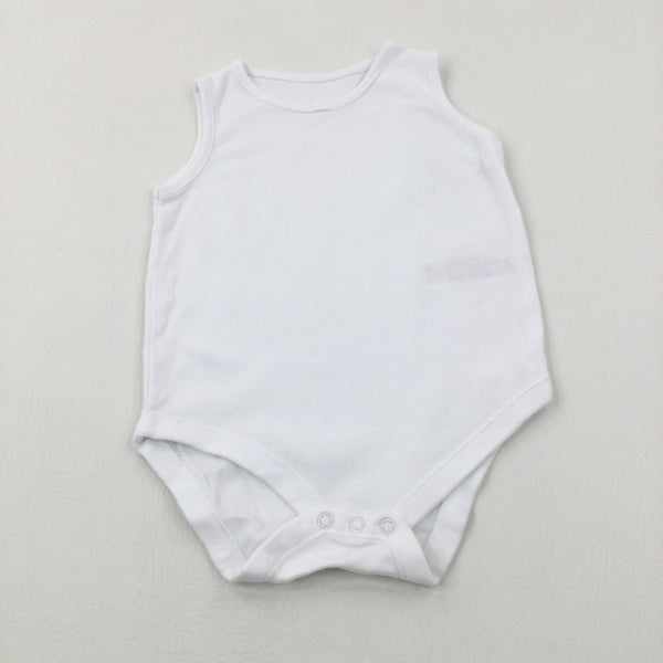 White Cotton Bodysuit - Boys 12-18 Months