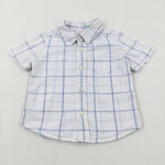 Light Blue Checked Cotton Shirt - Boys 12-18 Months