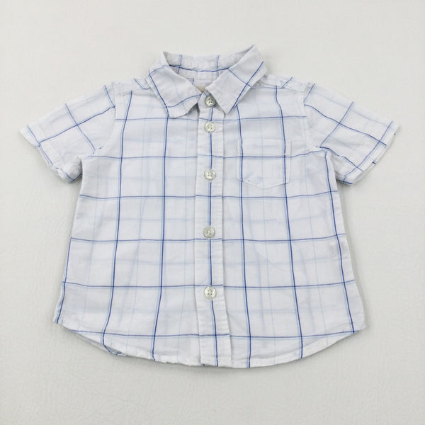 Light Blue Checked Cotton Shirt - Boys 12-18 Months