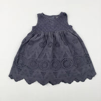 Flowers Embroidered Charcoal Grey Dress - Boys 9-12 Months