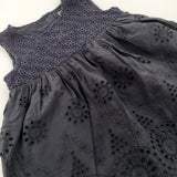 Flowers Embroidered Charcoal Grey Dress - Boys 9-12 Months