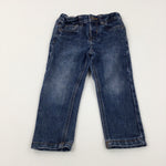 Dark Blue Denim Jeans With Adjustable Waist - Boys 2-3 Years