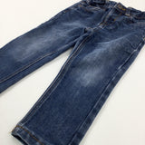 Dark Blue Denim Jeans With Adjustable Waist - Boys 2-3 Years