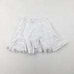 Flowers Embroidered White Gypsy Skirt - Girls 2-3 Years