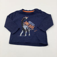 'Dino Dude' Dinosaurs Navy Long Sleeve Top - Boys 6-9 Months