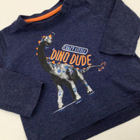 'Dino Dude' Dinosaurs Navy Long Sleeve Top - Boys 6-9 Months