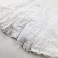 Flowers Embroidered White Gypsy Skirt - Girls 2-3 Years