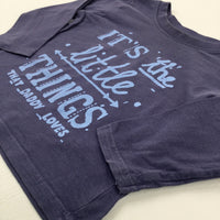 'It's The Little Things' Navy Long Sleeve Top - Boys 6-9 Months