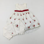 Flowers Embroidered Red & Cream Bridesmaid/Party Dress With Cream Knitted Cardigan - Girls 2-3 Years