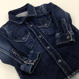 Dark Blue Denim Long Sleeve Shirt - Boys 6-9 Months