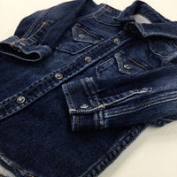 Dark Blue Denim Long Sleeve Shirt - Boys 6-9 Months