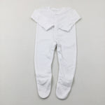 White Cotton Babygrow - Boys 6-9 Months