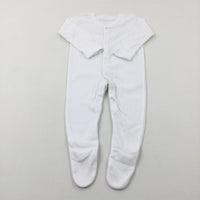 White Cotton Babygrow - Boys 6-9 Months