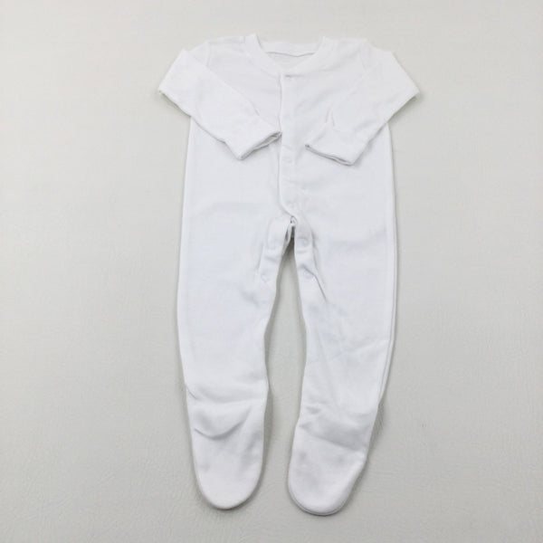 White Cotton Babygrow - Boys 6-9 Months