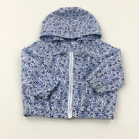 Flowers Blue & White Lightweight Jacket - Girls 6-9 Months