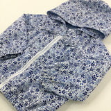 Flowers Blue & White Lightweight Jacket - Girls 6-9 Months