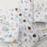 Flowers Quilted White Cardigan - Girls 6-9 Months