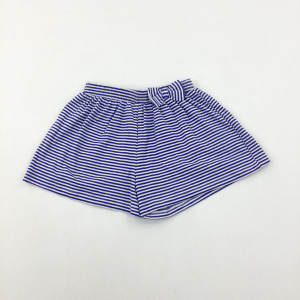 Blue Striped Jersey Shorts - Girls 3-4 Years