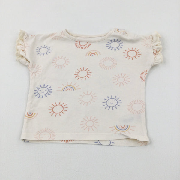 Rainbows & Suns Cream T-Shirt - Girls 6-9 Months