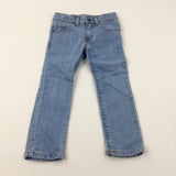 Light Blue Denim Jeans With Adjustable Waist - Boys 3-4 Years