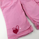 Hearts Embroidered Pink Cargo Trousers - Girls 6-9 Months