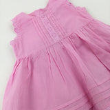 Embroidered Pink Cotton Dress - Girls 6-9 Months