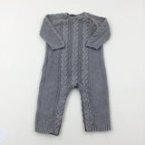 Patterned Grey Knitted Romper - Boys 9-12 Months