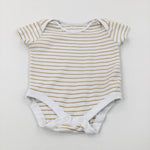 Mustard Yellow Striped Cotton Bodysuit - Boys 9-12 Months