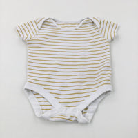 Mustard Yellow Striped Cotton Bodysuit - Boys 9-12 Months