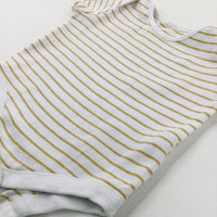 Mustard Yellow Striped Cotton Bodysuit - Boys 9-12 Months