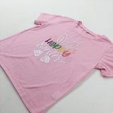 'Happy Easter' Stars Pink T-Shirt - Girls 4-5 Years