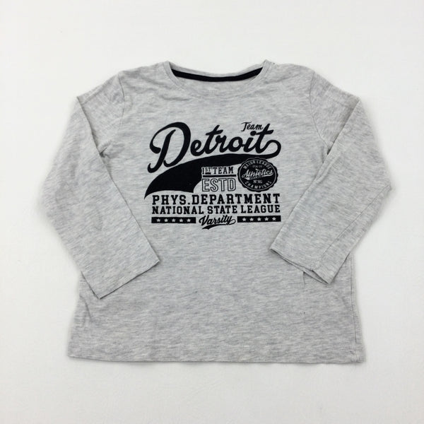 'Team Detroit' Grey Long Sleeve Top - Boys 5-6 Years