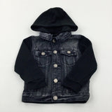 Black Denim Jacket With Hood - Boys 12-18 Months