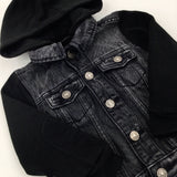 Black Denim Jacket With Hood - Boys 12-18 Months