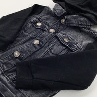 Black Denim Jacket With Hood - Boys 12-18 Months