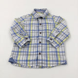 Yellow & Grey Checked Long Sleeve Shirt - Boys 12-18 Months