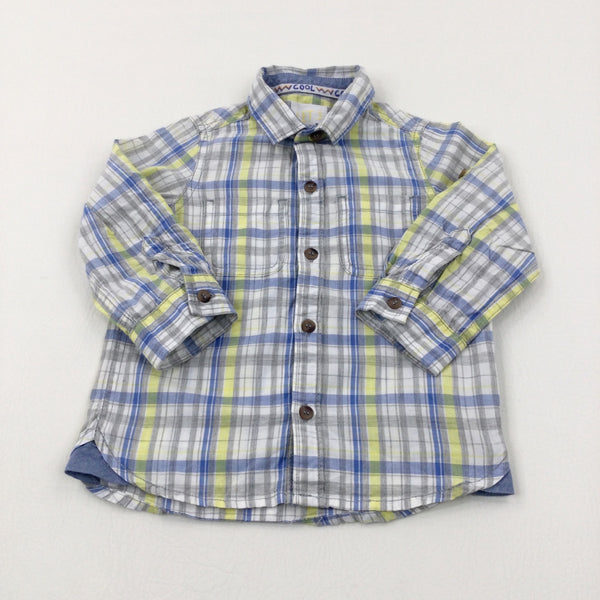 Yellow & Grey Checked Long Sleeve Shirt - Boys 12-18 Months