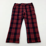 Smart Red & Black Tartan Trousers With Adjustable Waist - Boys 4-5 Years