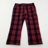 Smart Red & Black Tartan Trousers With Adjustable Waist - Boys 4-5 Years