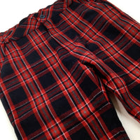 Smart Red & Black Tartan Trousers With Adjustable Waist - Boys 4-5 Years