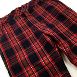 Smart Red & Black Tartan Trousers With Adjustable Waist - Boys 4-5 Years