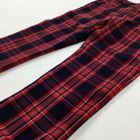 Smart Red & Black Tartan Trousers With Adjustable Waist - Boys 4-5 Years