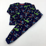 Superheroes Navy Fleece Pyjamas - Boys 5-6 Years